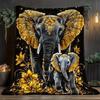1pc Elephant with Intricate Patterns Flannel Throw Blanket - Lightweight Soft Warm All-Season Digital Print for Sofa, Camping, B