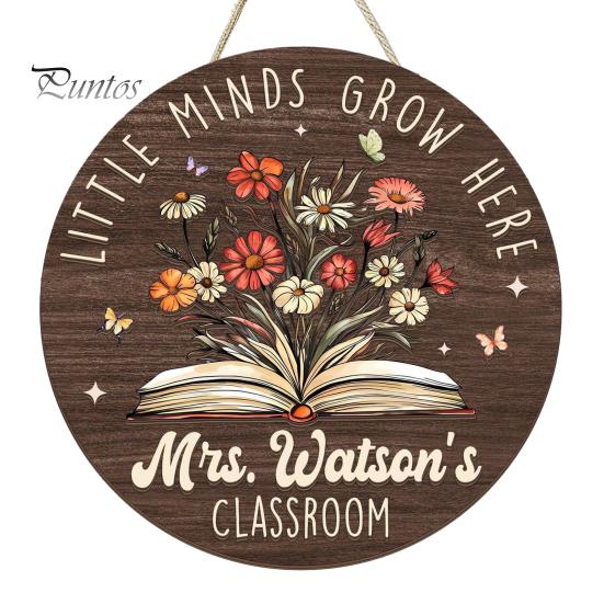 Classroom Decor Sign Wooden Welcome for Door, to Our Round Front Door Hanging Hanger, Sign, Back School Preschool Decoration Hanger