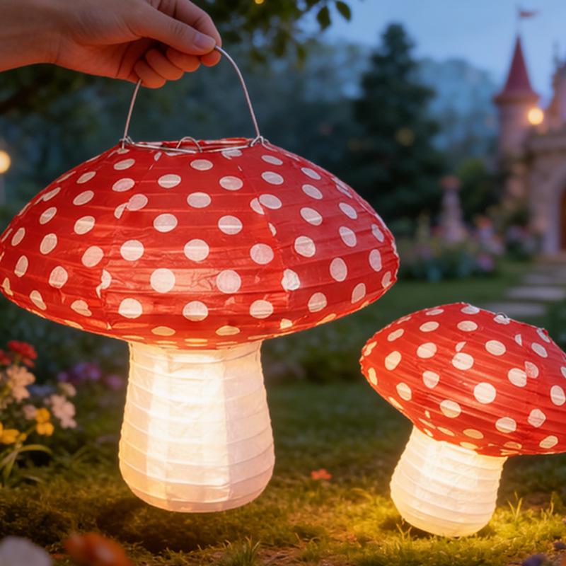 Outdoor Mushroom Lantern Ornaments: Decorative Photo Paper Lanterns for Parties and Restaurants