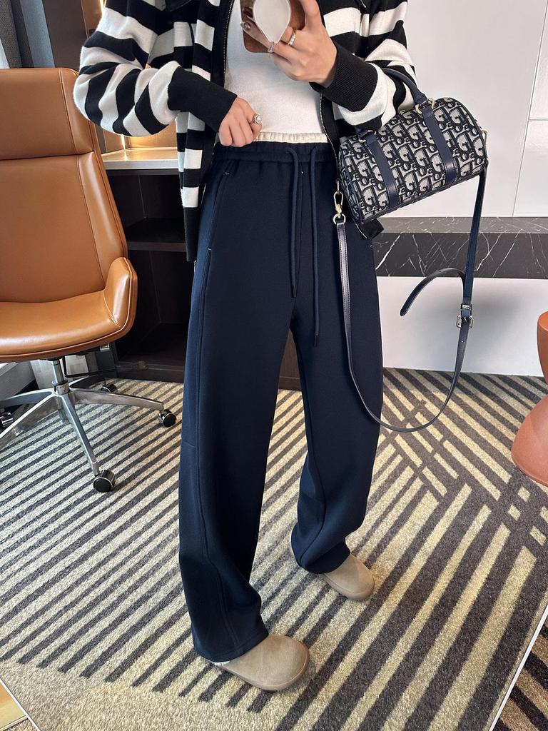 Super Soft Thickened Velvet Tencel Wool Wide-Leg Pants for Women - New Loose Fit for Autumn and Winter