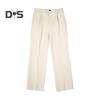 Men Suit Pants Wide Leg Loose Straight Elastic Waistband Formal Business Style Side Pockets Button Zipper Closure Solid Color Office Trousers