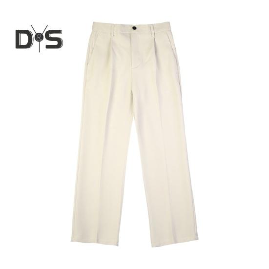 Men Suit Pants Wide Leg Loose Straight Elastic Waistband Formal Business Style Side Pockets Button Zipper Closure Solid Color Office Trousers
