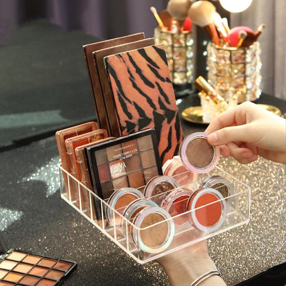 7 Compartments Storage Box Clear Plastic Makeup Cosmetic Stand Holder Makeup Lipstick Eyeshadow Palette Storage Organizer #ww