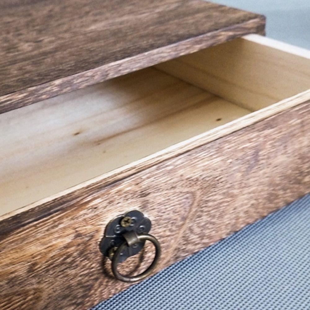Crafts Wood Retro Lockable Storage Box Dust-Proof Drawer/Flip Type Tea Box Vintage with Lid Treasure Chest Bracelet/Necklace