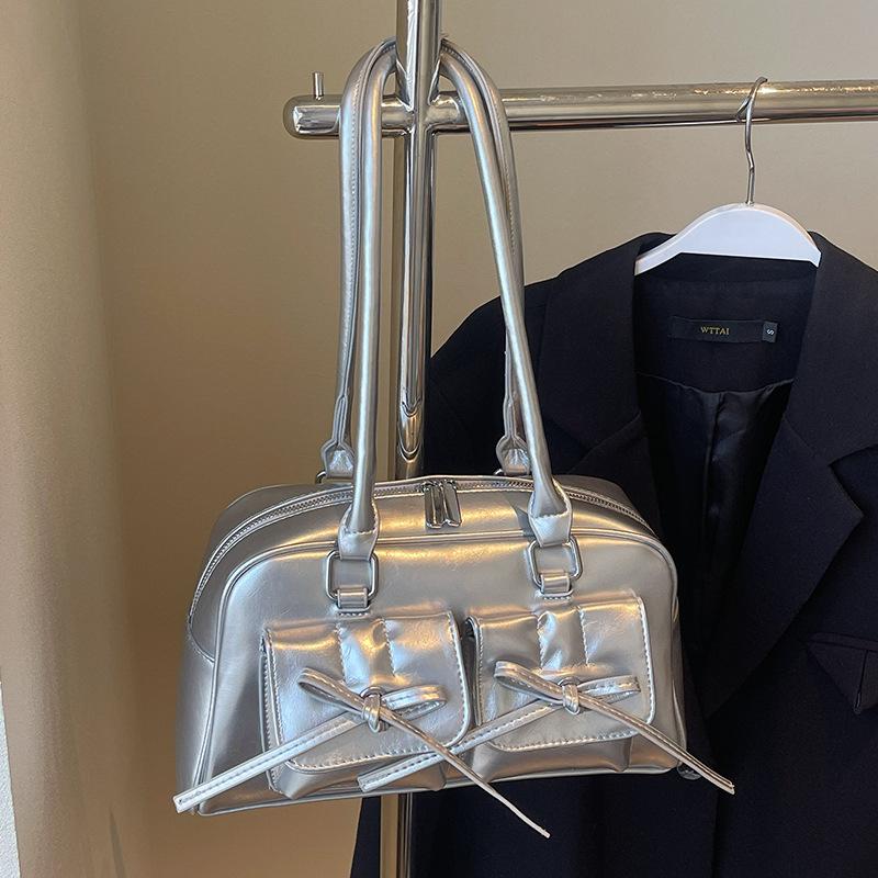 2025 new French ballet style bow sweet cool underarm Boston bag large capacity casual temperament shoulder bag