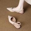 Fashion Sexy Pointed Toe Mid Heels Sandals Women Shoes Slingback Summer 2025 Trend Dress Leather Pumps New Elegant Party Sandalias Mujer