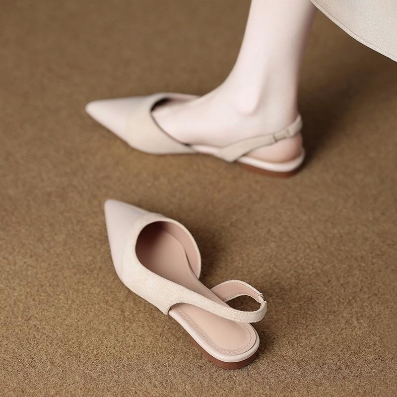 Fashion Sexy Pointed Toe Mid Heels Sandals Women Shoes Slingback Summer 2025 Trend Dress Leather Pumps New Elegant Party Sandalias Mujer