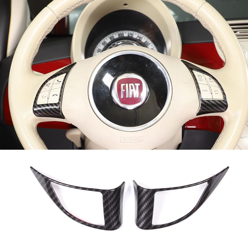 For Fiat 500 2010-2026 ABS carbon fiber Car Center Console Gear Shift Panel Steering Wheel Decorative Frame Sticker Accessories