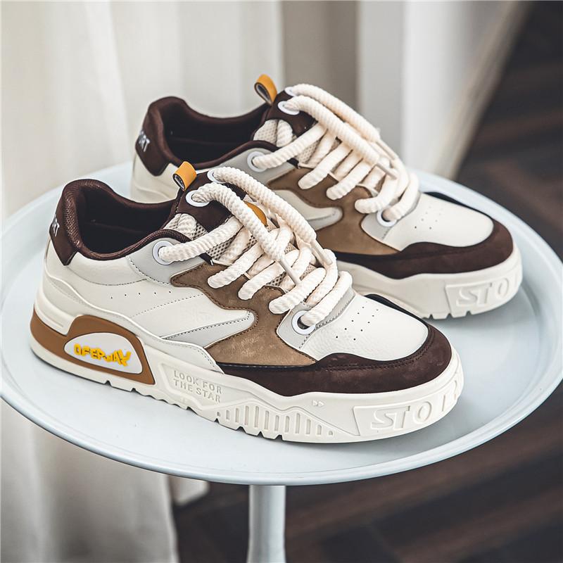 2024 New Fashion Sports Shoes Men's Leather Comfortable and Lightweight Casual Shoes Outdoor Walking Board Shoes Mixed Colors