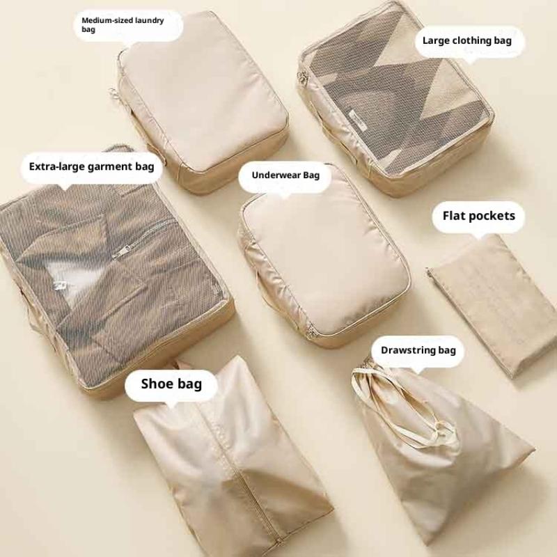 7 Stück/Set Reiseaufbewahrungsbeutel-Set Reisekleidungsaufbewahrungsbeutel Gepäckorganizer-Taschen Toilettenartikel Schuh Kleidung Unterwäsche Sortierbeutel