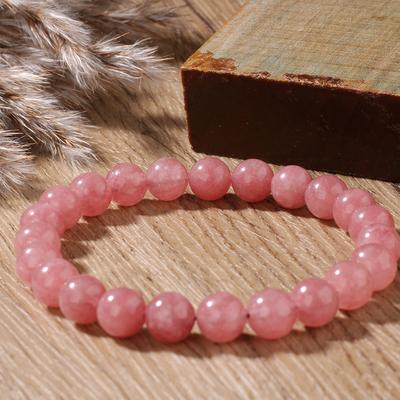Festive Gifts Sweet Pink Rose Quartz Crystal Beaded Bracelet Fashion Jewelry For Women Daily Wear Stylish And Easy To Match Accessory