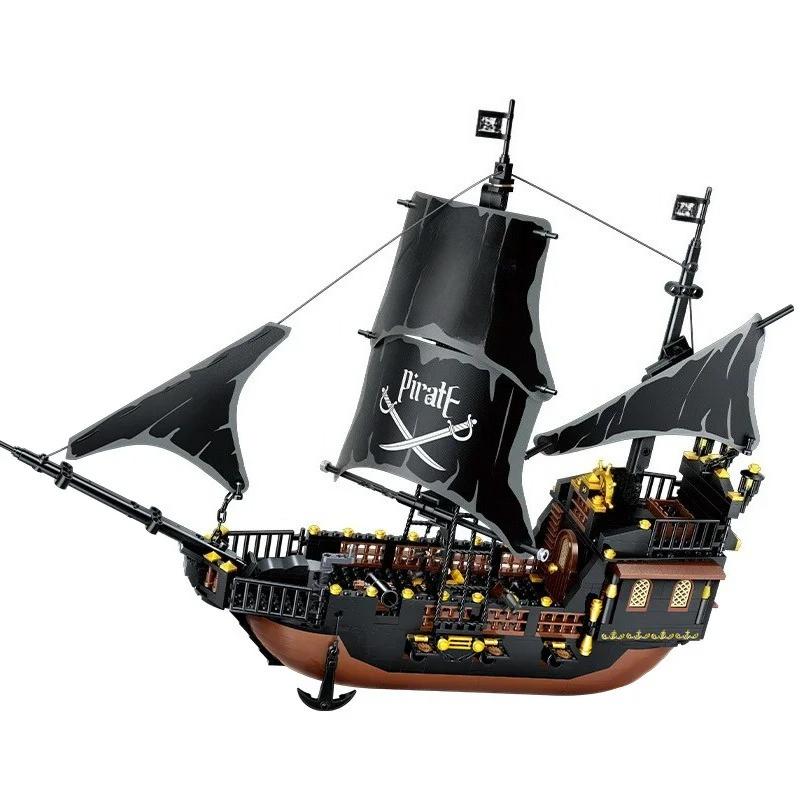 Building Block Pirate Stronghold Black Pearl Boat Royal Navy Warship Port Bricks Toy For Children Gift