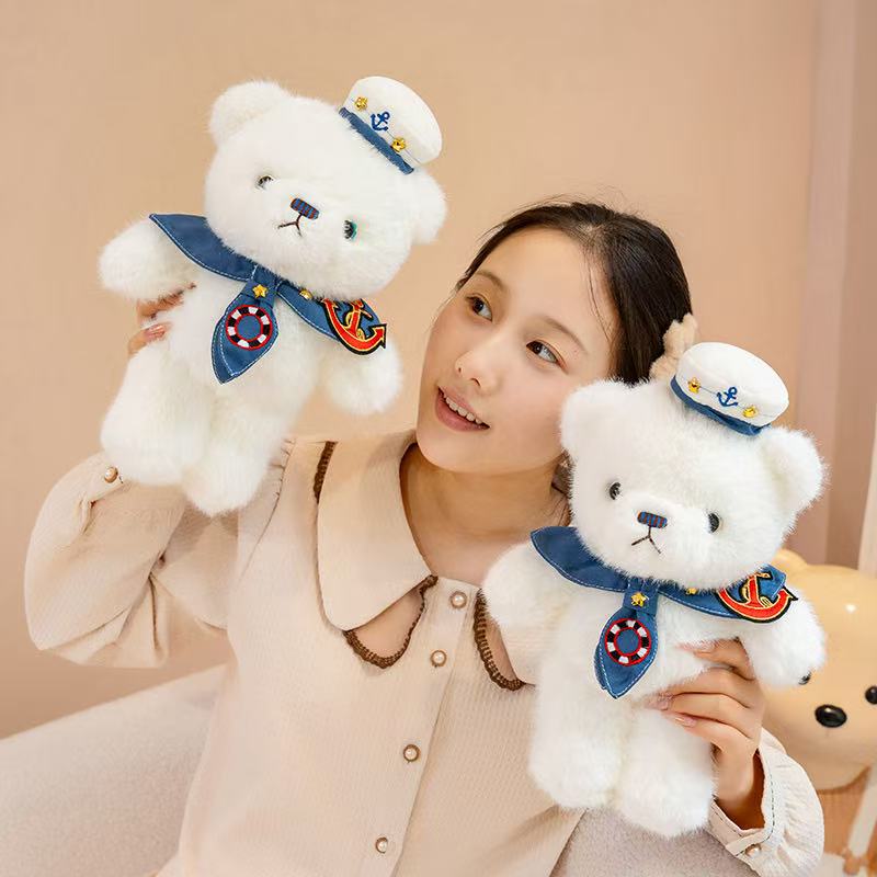 Hot Latest Navy Little Bear Doll Simulation Stuffed Plush Toy Cartoon Anime Cute Pillow Gift For Children's Birthday Fun Doll