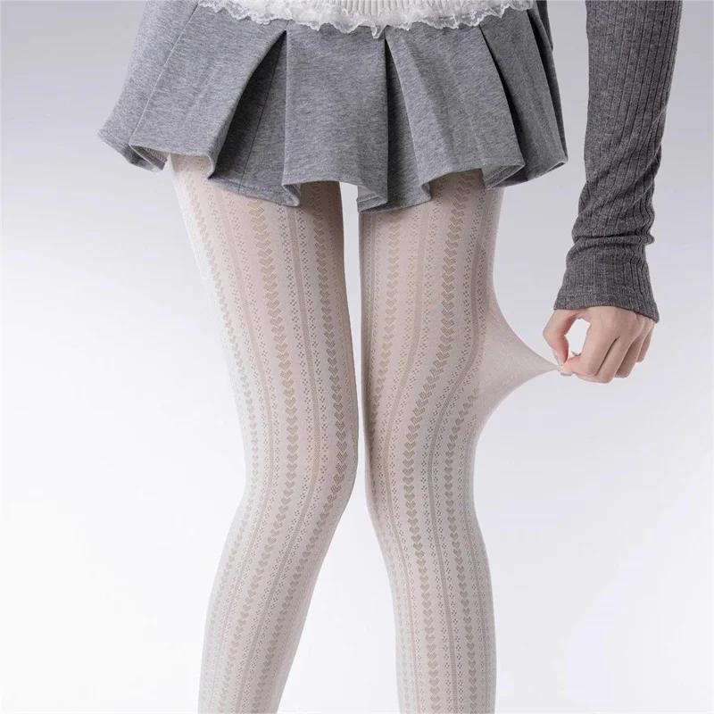 

Knit Ribbed Pantyhose Women Sexy Thicken Stockings Black Striped Lace Tights designed for Women Skinny Leggings Pantyhose Latest One Size