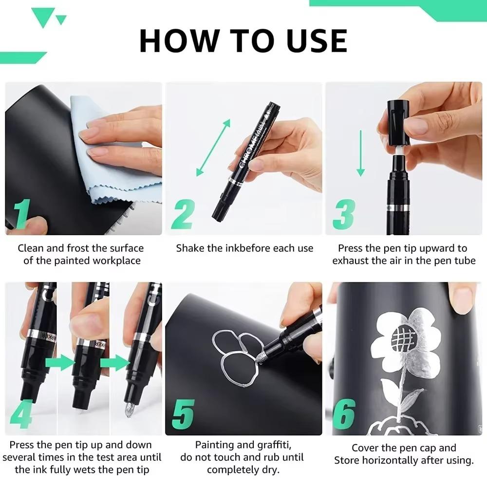 1-20Pcs Mirror Marker Pen DIY Reflective Paint Pens Mirror Markers Chrome Gold SILVER Marker Signature Car Styling Art Craftwork