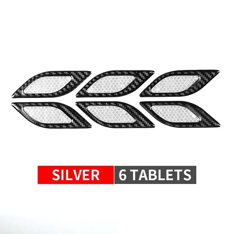 6Pcs/Set Car Reflective Carbon Fiber Bumper Strips Safety Warning Tape Safety Warning Sticker Auto Moto Exterior Accessories
