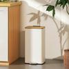 Kitchen Bin, 20 L, Foot-Operated, Bamboo Lid, Removable Inner Bucket, White