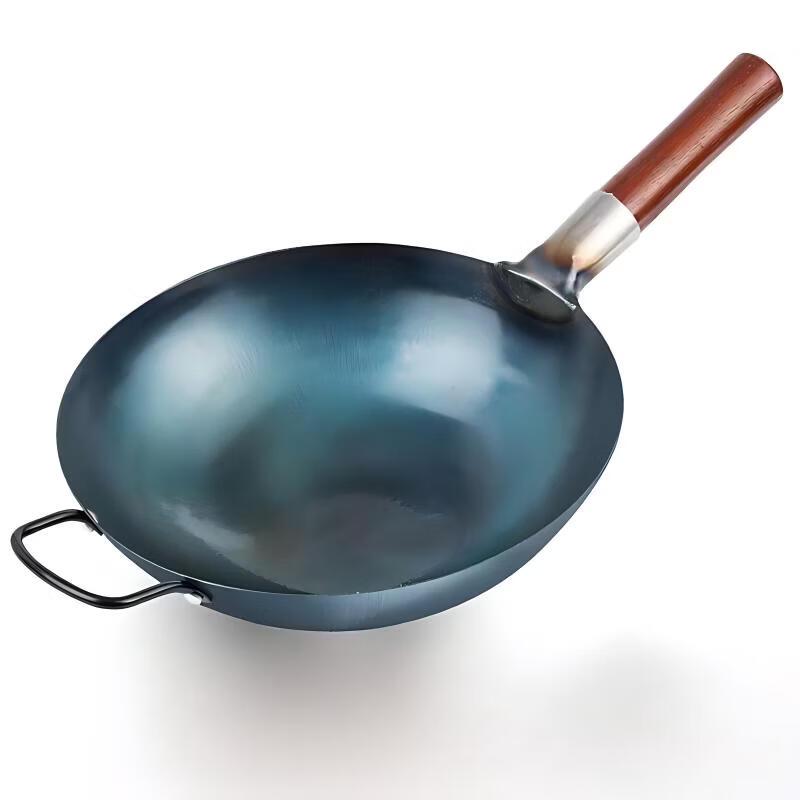 32cm Refined Iron Stir-fry Wok with Wooden Helper Handle
