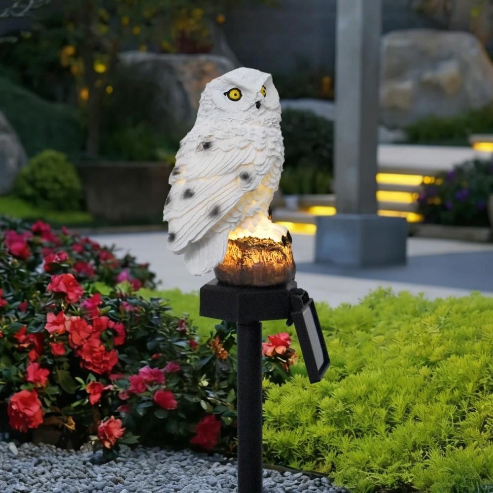 Solar Powered LED Owl Light Waterproof Realistic Animal Statue Solar Light Street Lamp LED Outdoor Lawn Lamp Yard Pathway