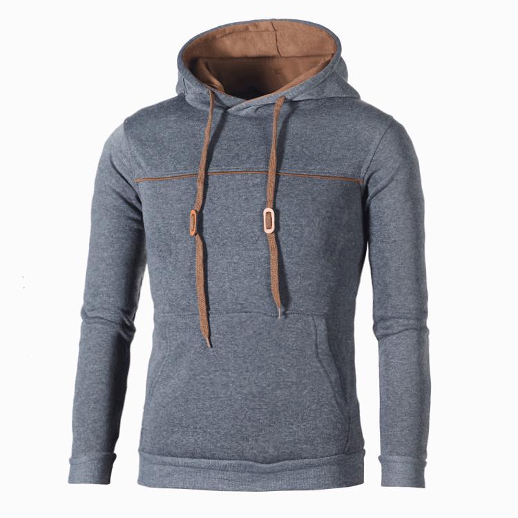 Men s Casual Hooded Pullover Sweatshirt Jacket with Contrast Color Trim - New Autumn/Winter Style. XXL