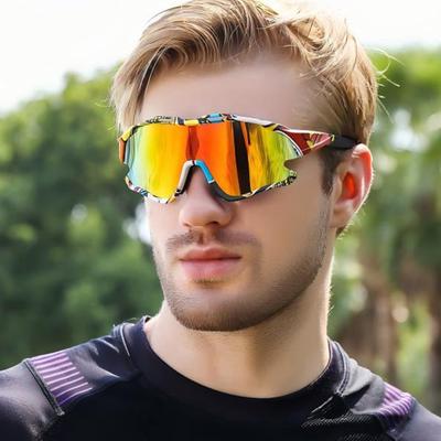 Outdoor Cycling Large Frame Sunglasses Women Colorful Sunglasses Men Sports Special Trend Glasses 8303