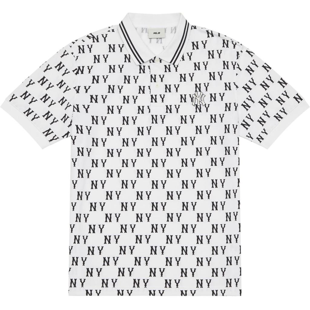 New MLB MONOGRAM Collection New York Yankees SS24 Polo Shirt Unisex Ivory White 3APQM0443-50IVS