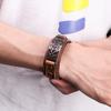 Men Women  Wide Alloy Buckle Punk Snap Bracelet Cuff Bracelet Wrap Bangle Leather Wristband