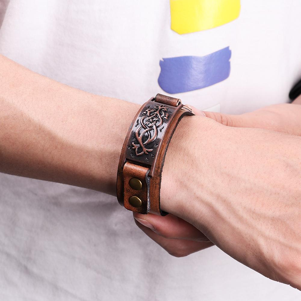 Men Women  Wide Alloy Buckle Punk Snap Bracelet Cuff Bracelet Wrap Bangle Leather Wristband
