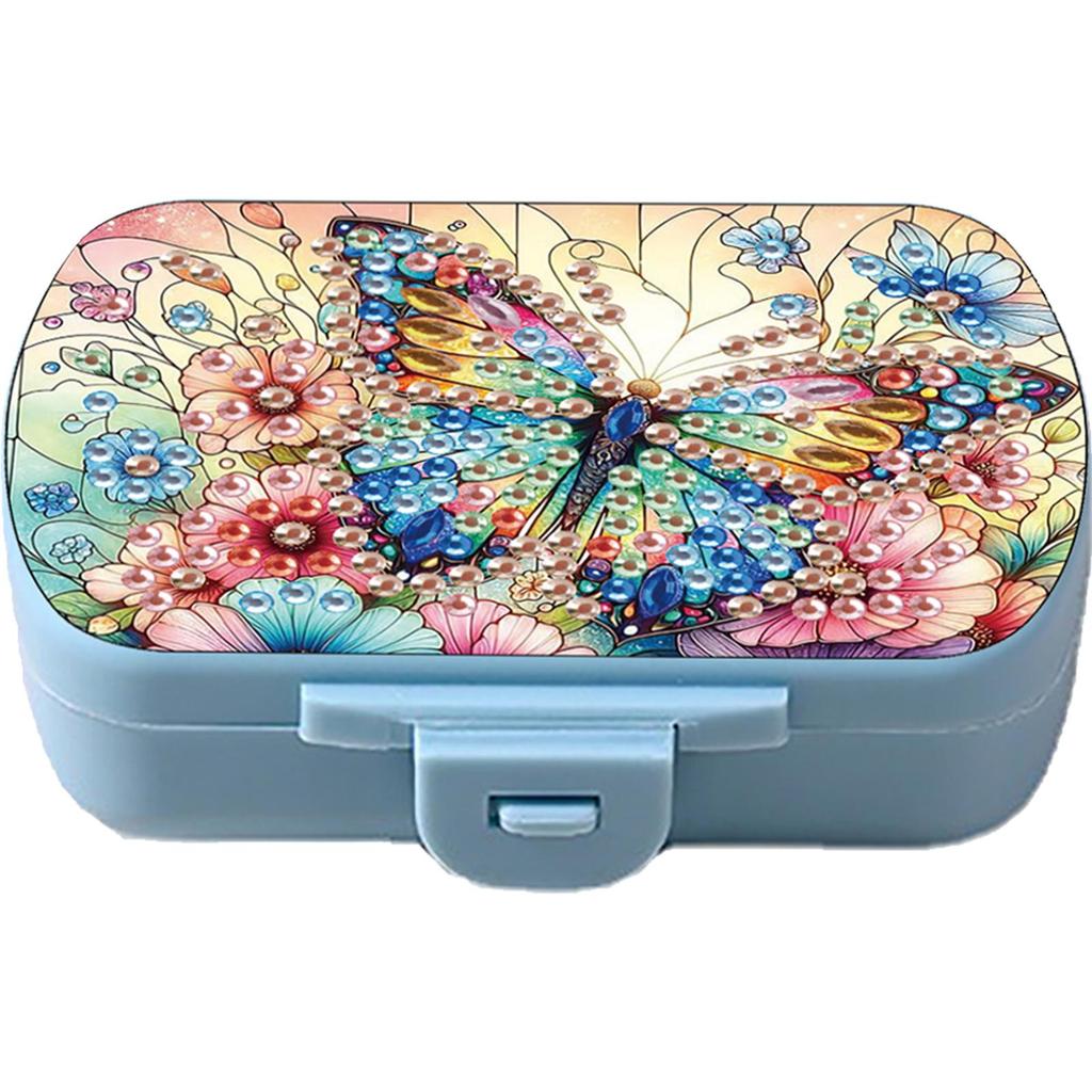Heart 5D DIY Diamond Painting Dot Pill Case Diamond Painting Pill Dispenser 6 Grid Moisture-proof Pill Organizer for Art Craft