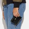 New COACH Snap Wallet Crocodile Embossed Leather With Smooth Leather Card Holder, Wallet Women's Black C6092-IMBLK