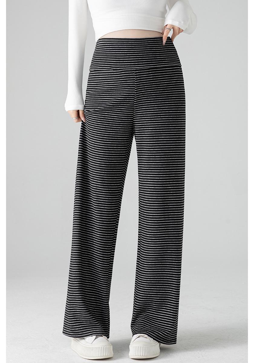 

New Style Striped Wide-Leg Postpartum Pants: Belly Support, Slimming, Loose Fit, Versatile Casual Wear for Spring & Autumn M (Weight up to 110 lbs)