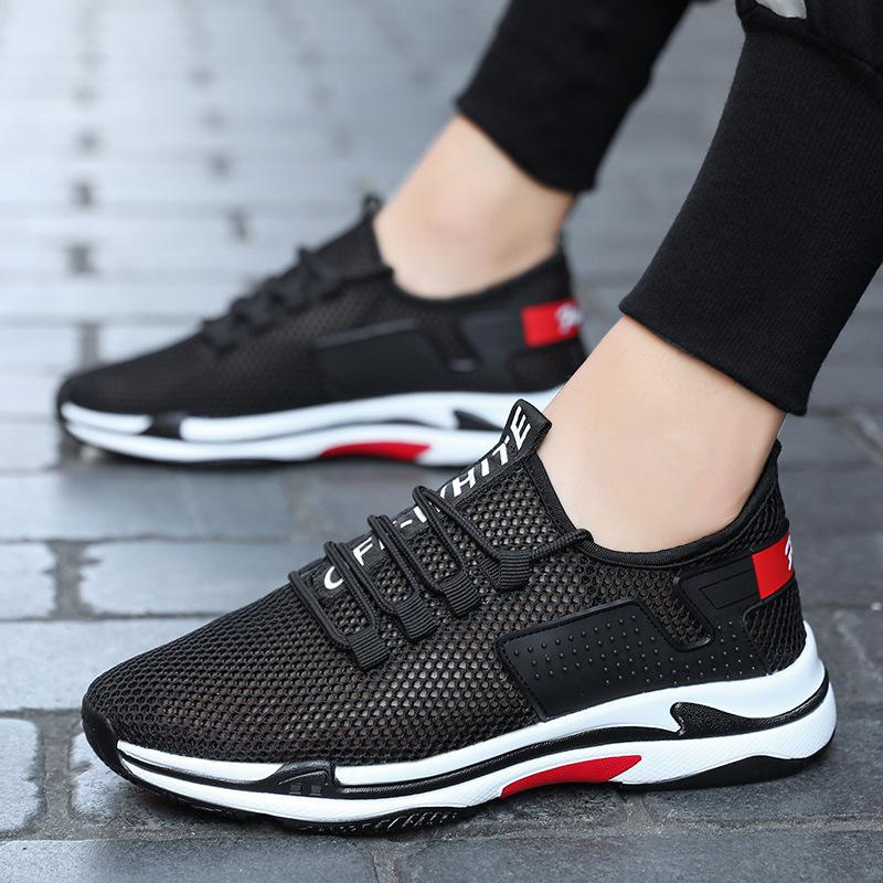

fashion Summer men s shoes mesh lace up fashion shoes breathable men s casual shoes 10.5 чорний
