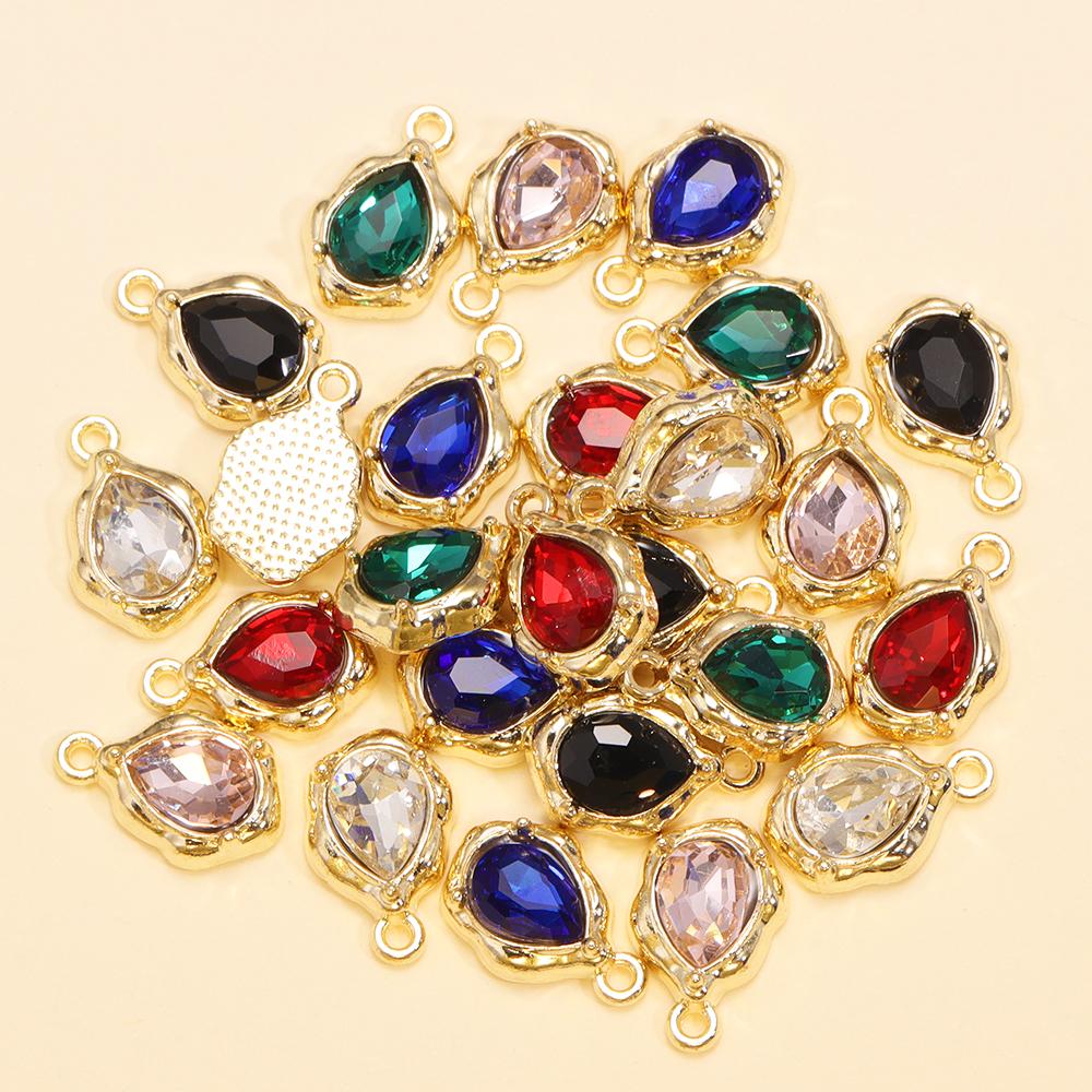 10Pcs Multicolor Crystal Peach Heart Charms For Women Girls Jewelry Making DIY Sweet Romantic Love Heart Pendant Necklace Crafts