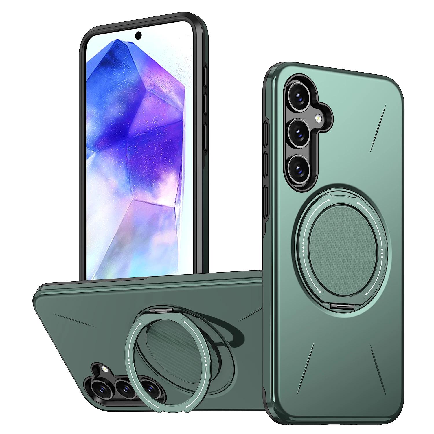 360° Magnetische Beugel Hoesje Voor Samsung Galaxy A27 A57 A37 A17 A56 A36 A26 A16 A06 A07 A55 A35 A25 A05S A05 A15 Voor Magsafe Cover Galaxy A57 groen