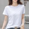Summer Slim  Bamboo T-Shirts O-Neck Short Sleeve Ribbed Female Casual Solid Color Tops