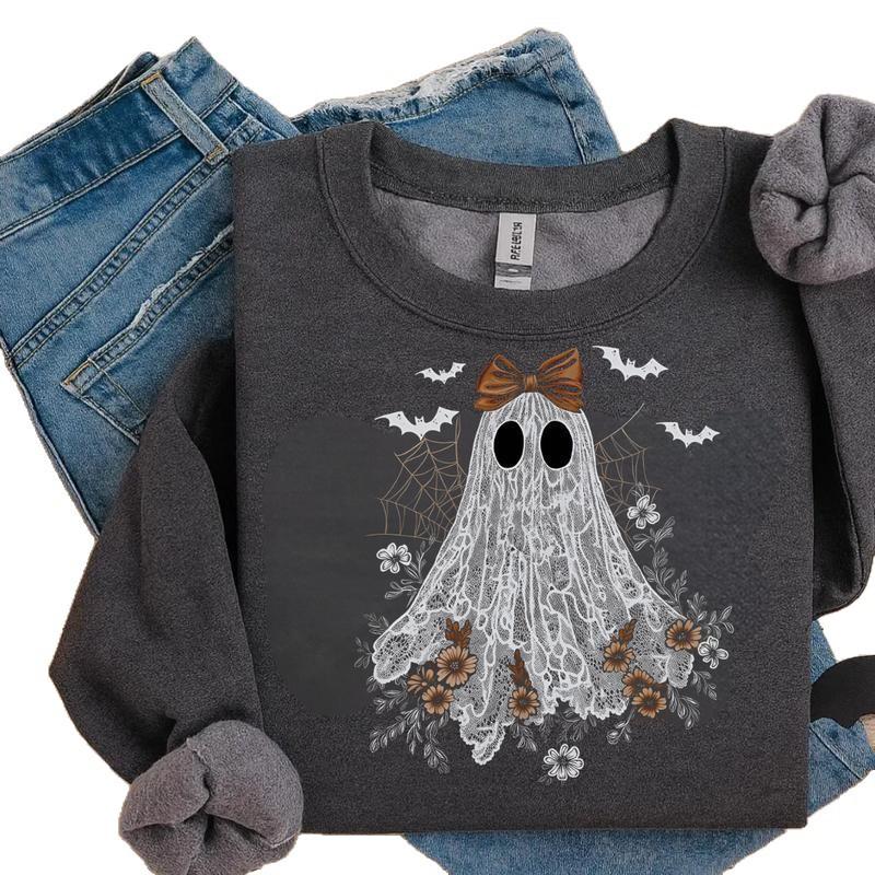Vintage Lace Ghost Halloween Sweatshirt