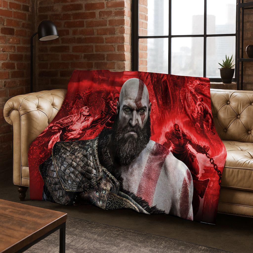 3A Classics God of War Kratos Game Gamer Flannel Blanket,Warm and Cozy Soft Throw Blanket for Home Bedroom Bed Sofa Kid Gift