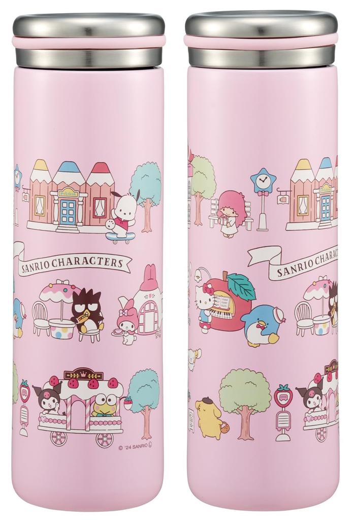 Skater Stainless Steel Mug Vacuum Sanrio Village Bottle, 450ml, Insulated, Double-Layered Wall, All-Stars (STX5-A)