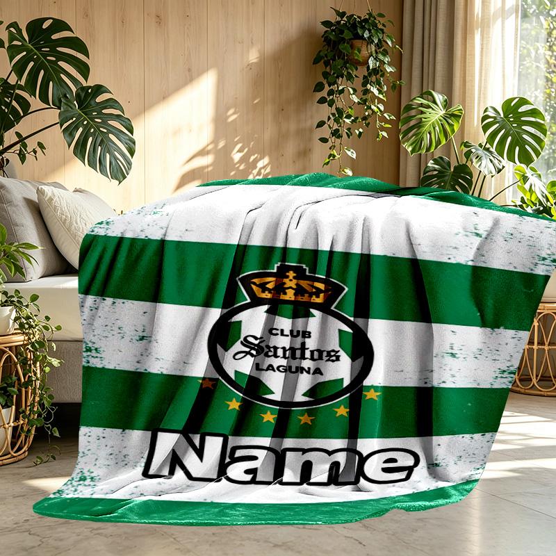 Custom Name Personalized Club Santos Laguna Print Blanket, Home Decor, Bedroom, Sofa, Camping, Couch, Gifts for Birthday ChristmasEnthusiasts