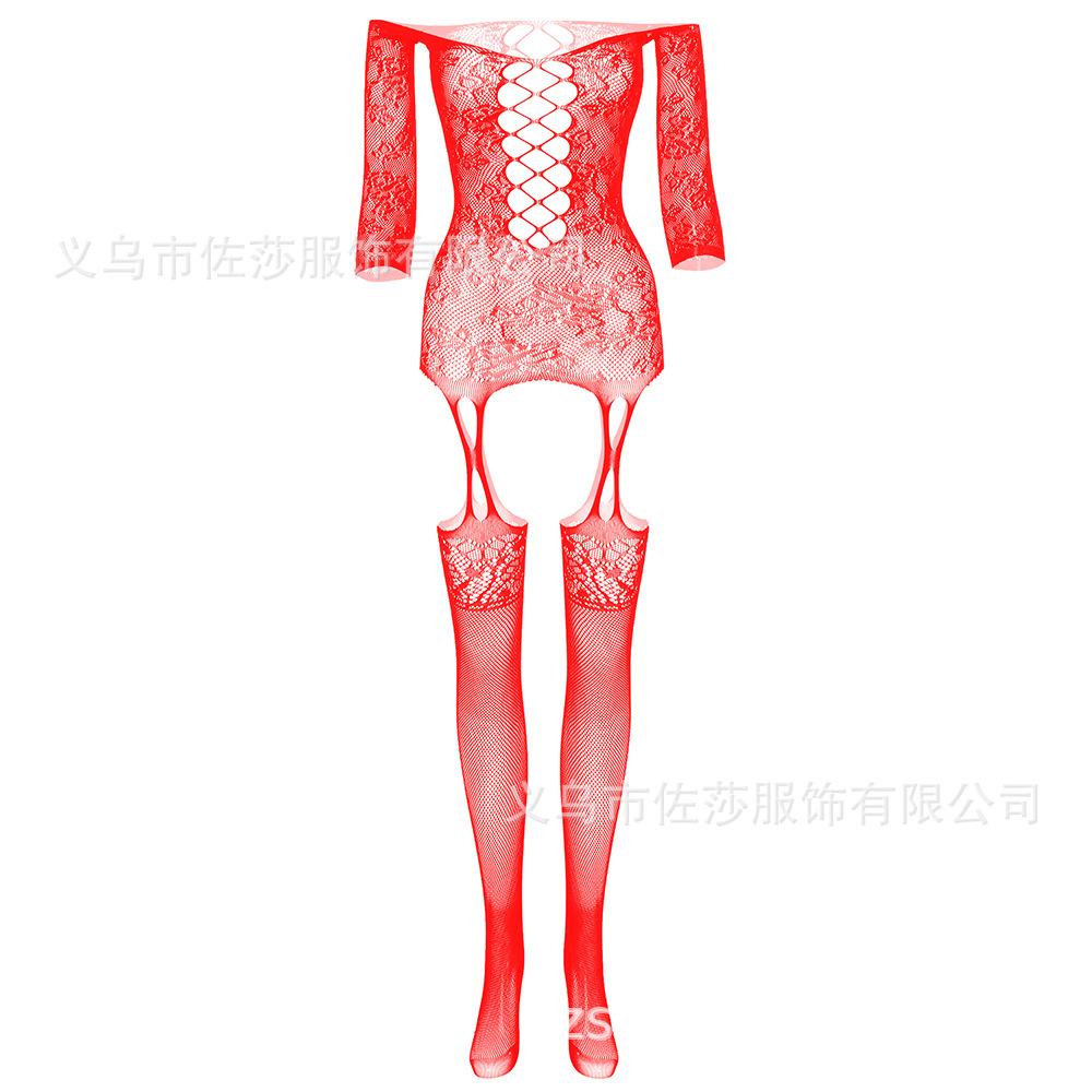 Milk leakage underwear transparent hollow pajamas one-piece socks mesh skirt seamless mesh temptation