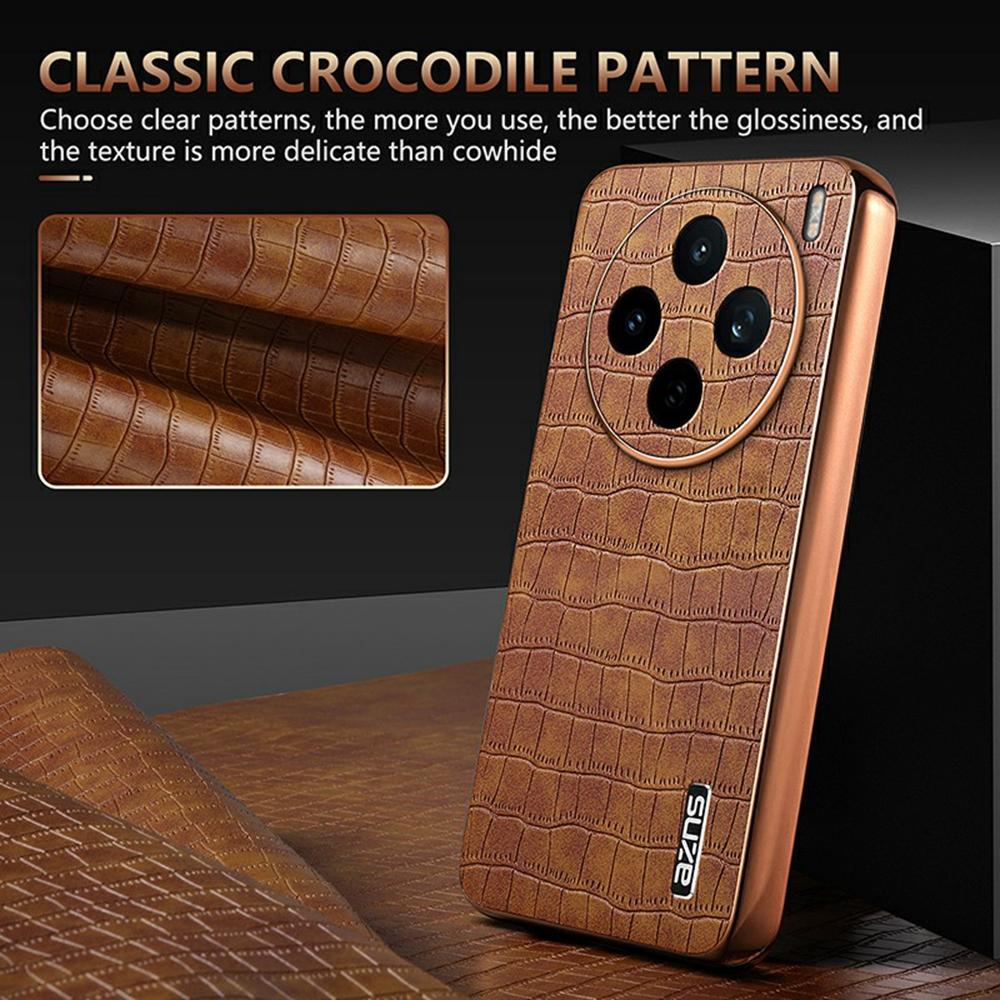 AZNS For Vivo X200s 5G Case Electroplating Crocodile Texture PU + TPU Phone Cover