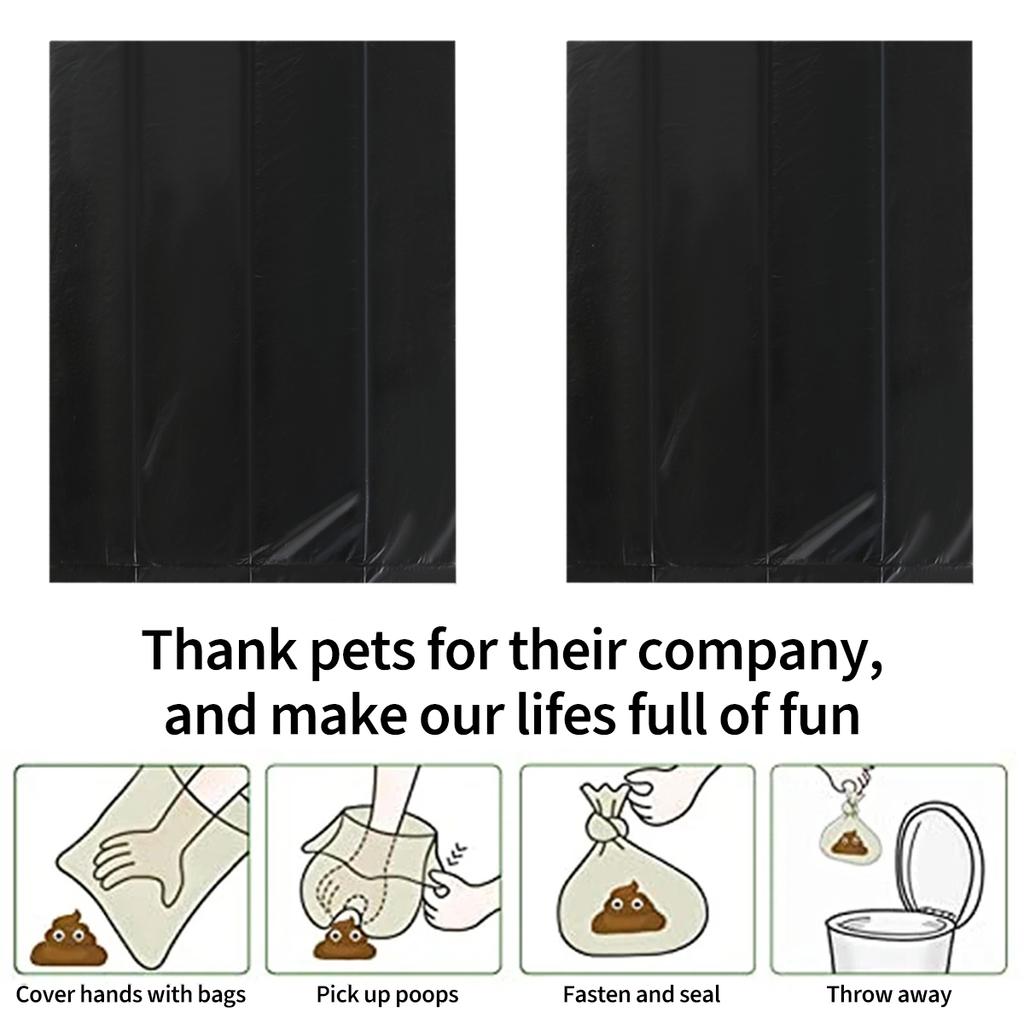 Professional Pets Poo Bags Rolls Strong Thick Leakproof Disposable Waste Bin Bags Perfect For Dogs Cats Puppies Walking Road Black Color