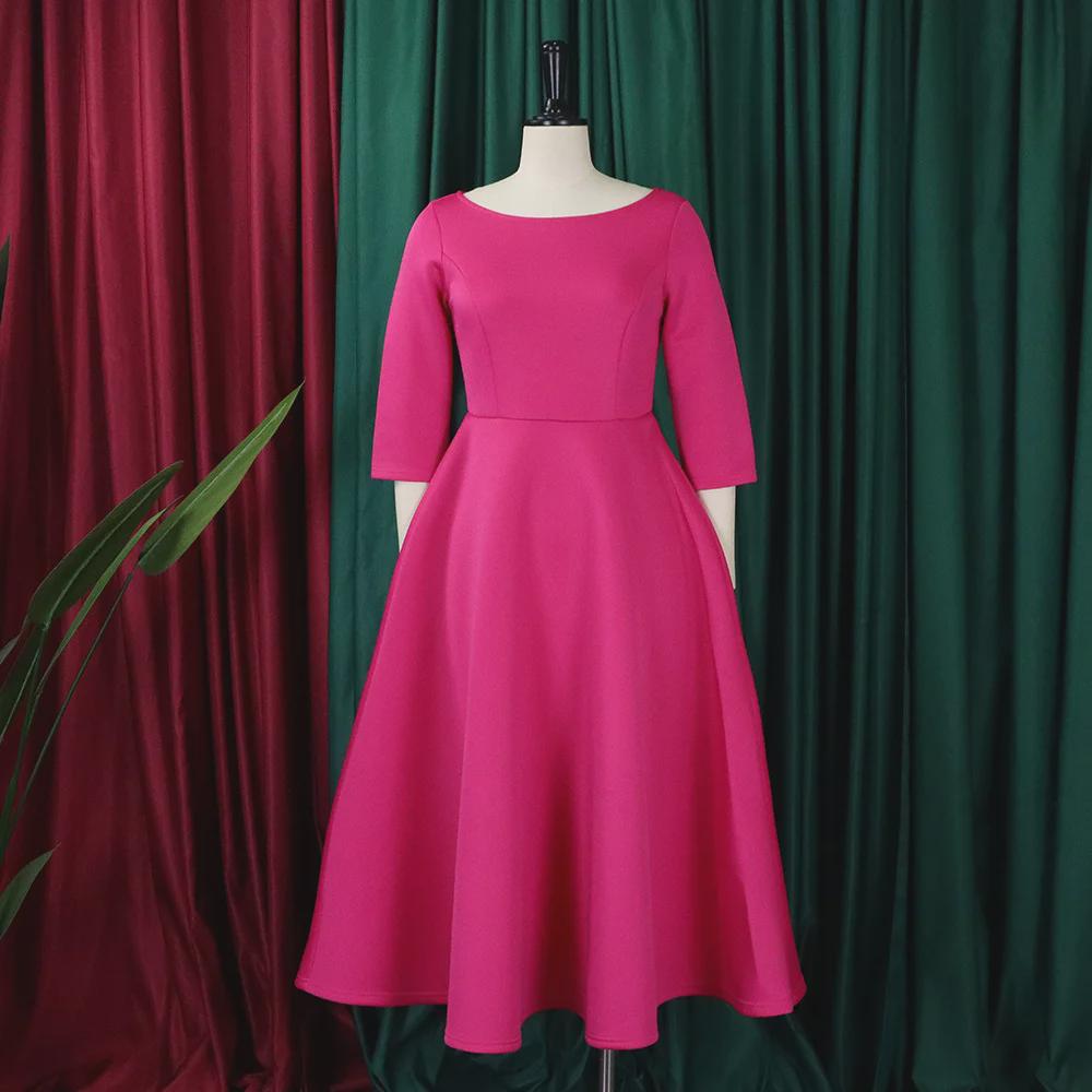 D346 Women's 2023 Summer Solid Color Evening Dress - Elegant Big Swing Skirt