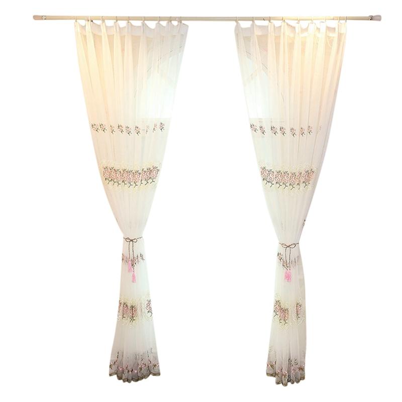 Nakışlı Şeffaf Perdeler Çiçekli Drapeler Pencere Uygulaması Perde Panelleri Oturma Odası İçin