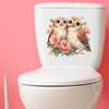 Self-adhesive Couple Owls Flowers Toilet Stickers for Bathroom Home Decor