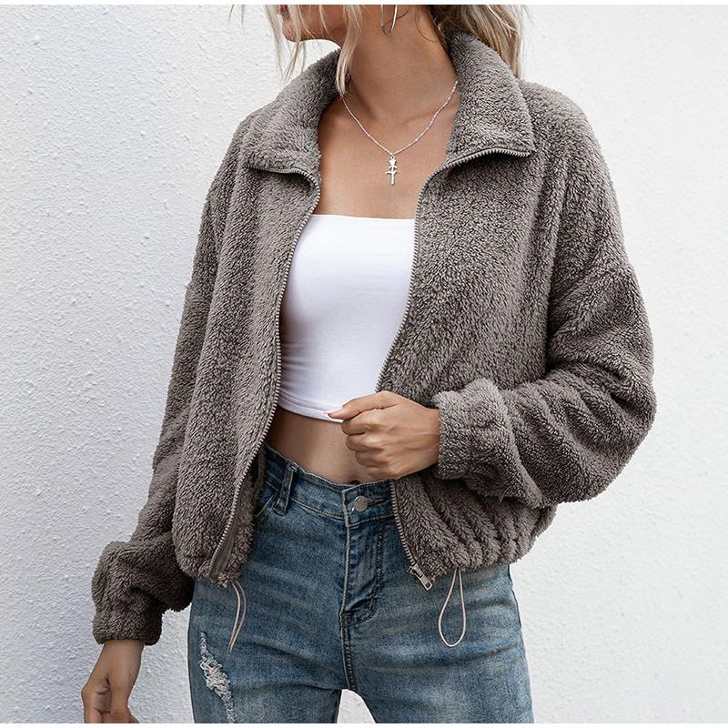 

Осенние куртки для женщин на молнии, толстые теплые женские толстовки, повседневные толстовки с длинным рукавом XL серый