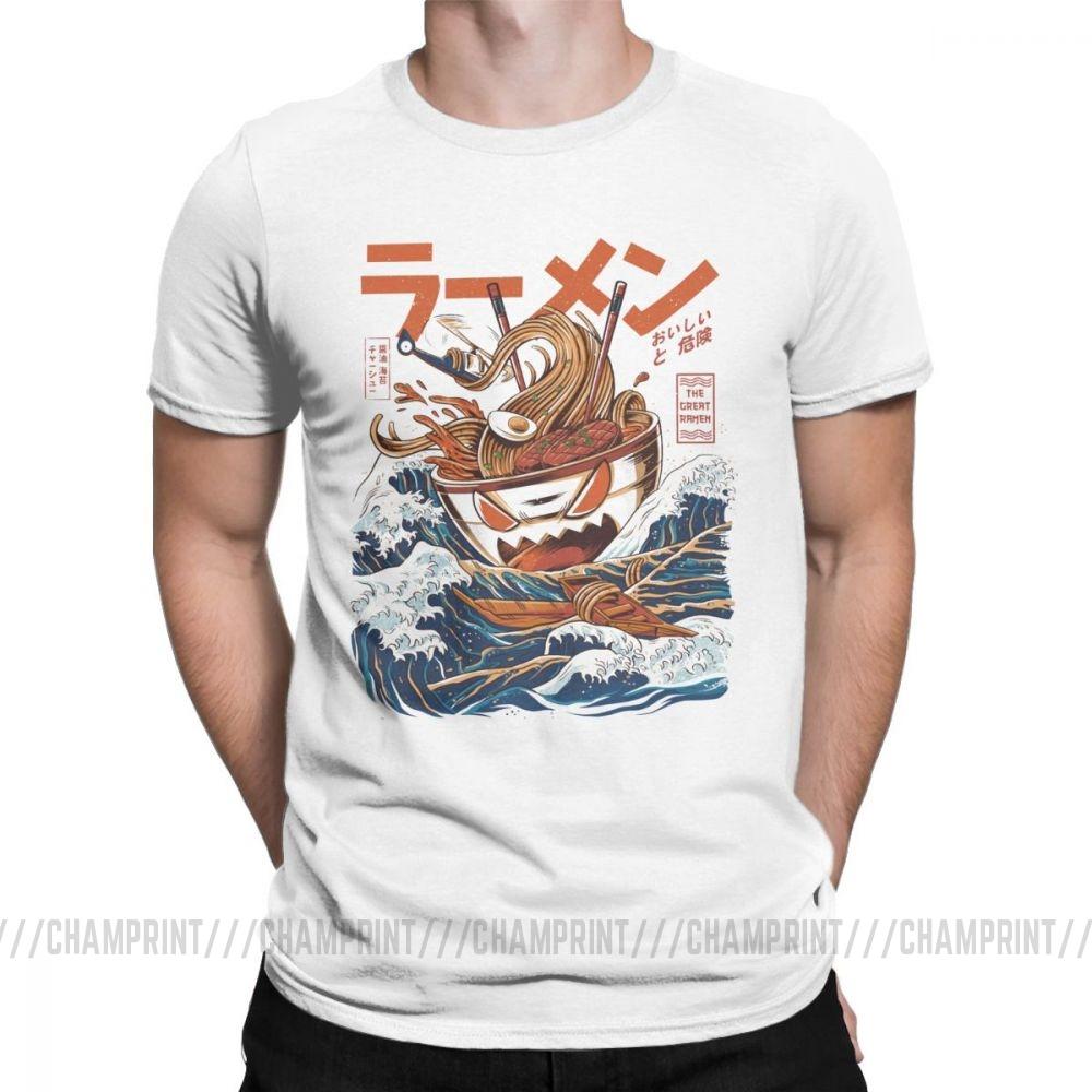 The Great Ramen Off Kanagawa Noodle Ship T Shirts Men Japanese Harajuku Clothing Hip Hop