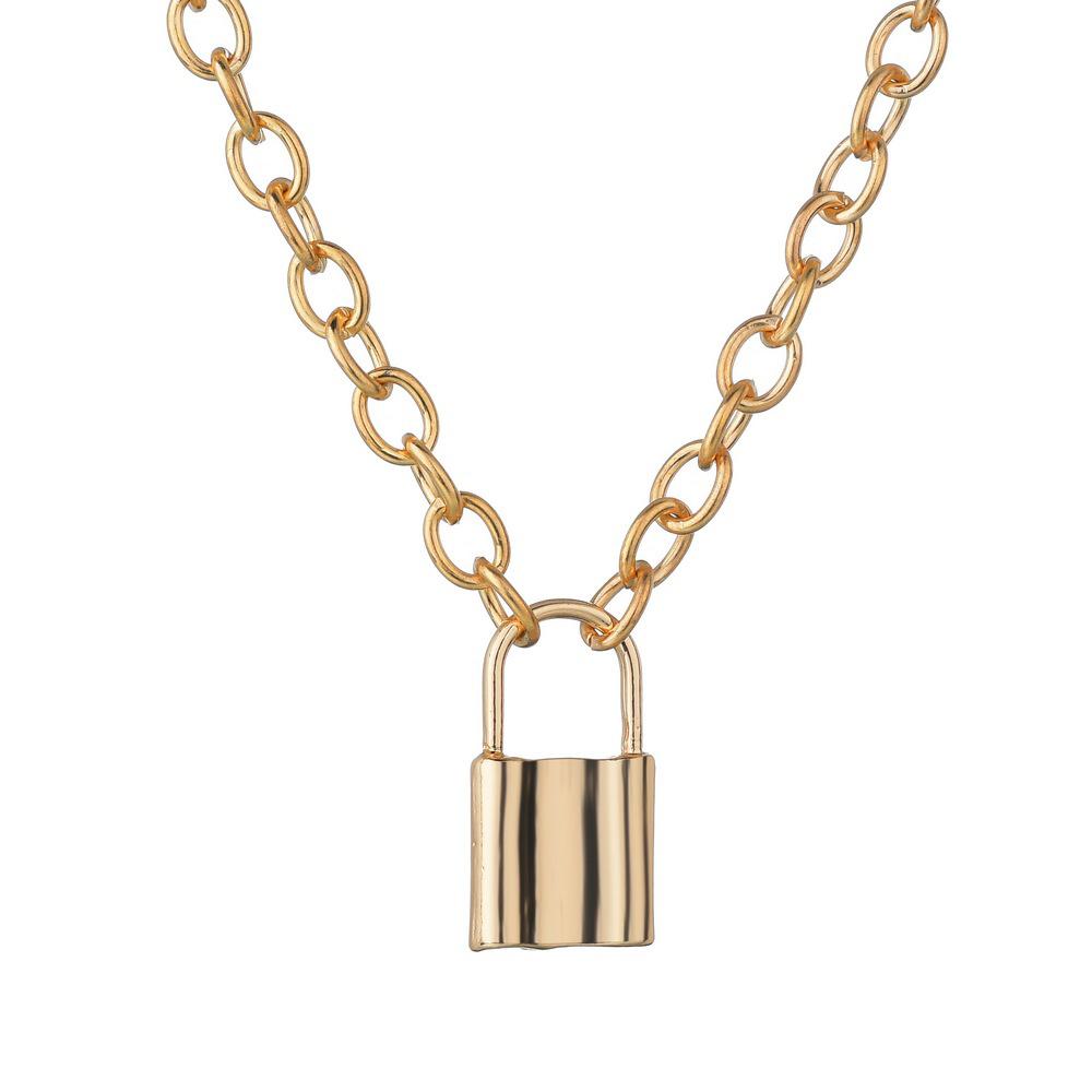 SUMENG 2024 New Fashion Silver Color PadLock Pendant Necklaces Link Chain Lock Femme Collar For Women Men Gifts