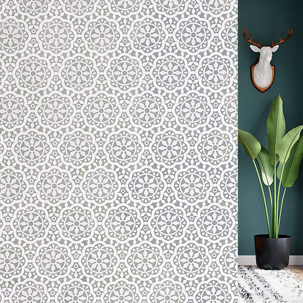 Frosted Window Privacy Film 3D Decorative Glass Vinyl Film Stained Glass Decals Static Cling Window Sticker Non-Adhesive Films