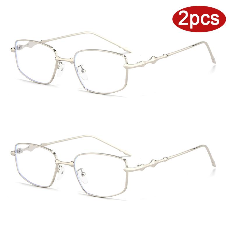 Protective Glasses 2pcs Simple Square Anti Blue Light Irregular Eyewear High-End with Metal Frame Narrow Frame Eyeglasses Frames